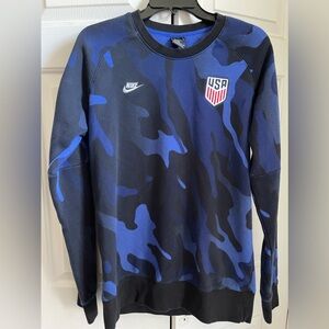 Nike USA National Soccer Team Sweatshirt Mens Medium Blue Black Camo Long Sleeve